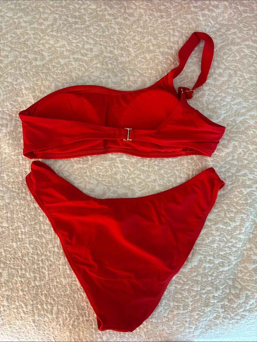 Red One-Shoulder Bikini Set - Women's Swimwear